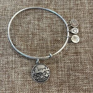 Alex + Ani Silver Tone Boston Skyline Charm Bangle Bracelet